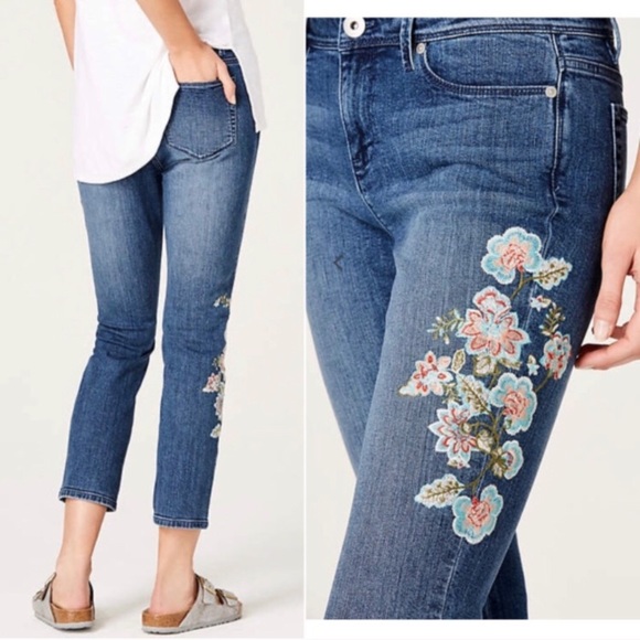 J. Jill Denim - J. Jill-  floral embroidered crop jeans!